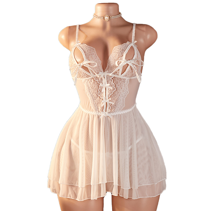 Lace Bralette Set - Transparent Sexy Woman Lingerie Deep V
