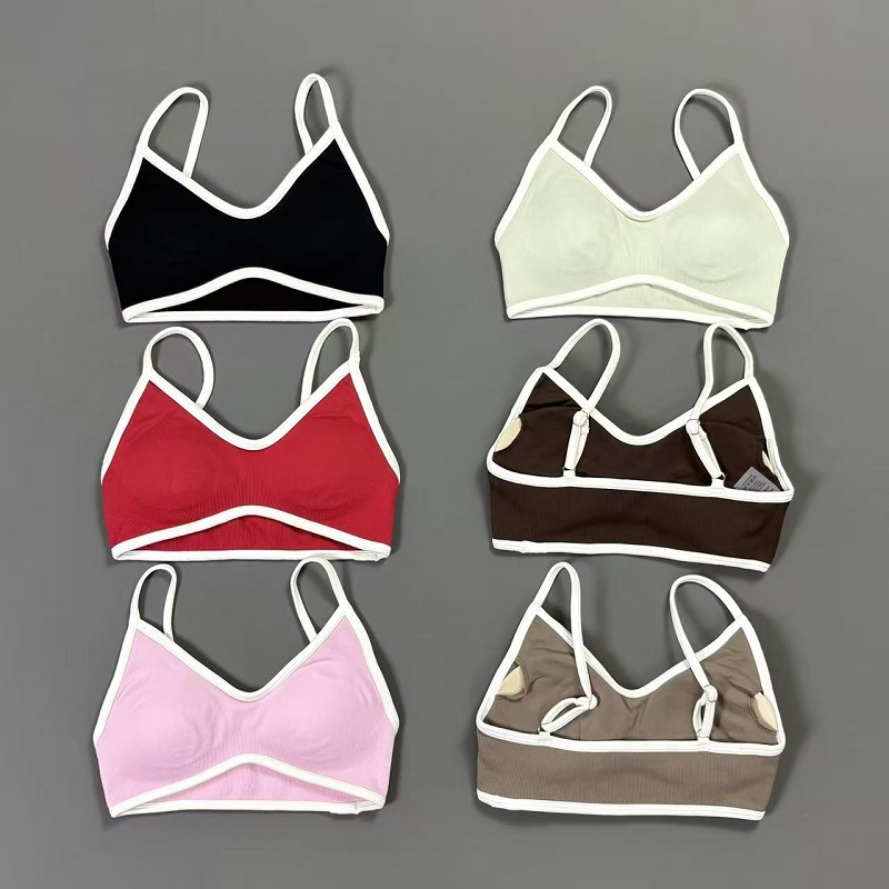 Sports Bra Racerback - Women Contrastline Yoga Bra V Neck