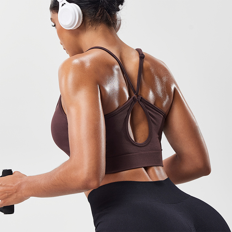 Sports Bra Racerback - Women Hollow Back Adjustable Strap Sports