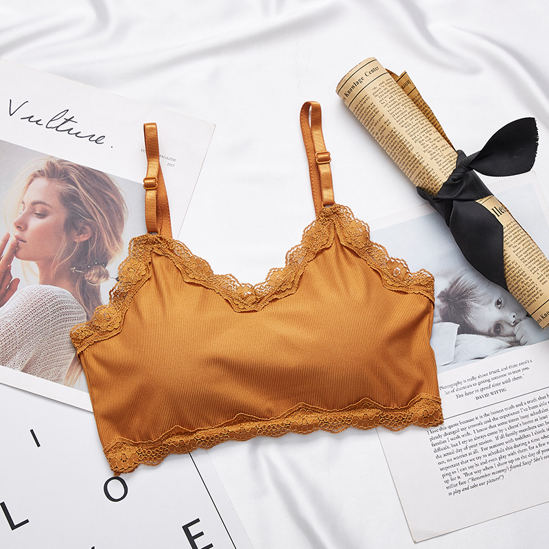 Lace Trim Tube Top Women Bra C - огляд і ціна Lace Bralette Set