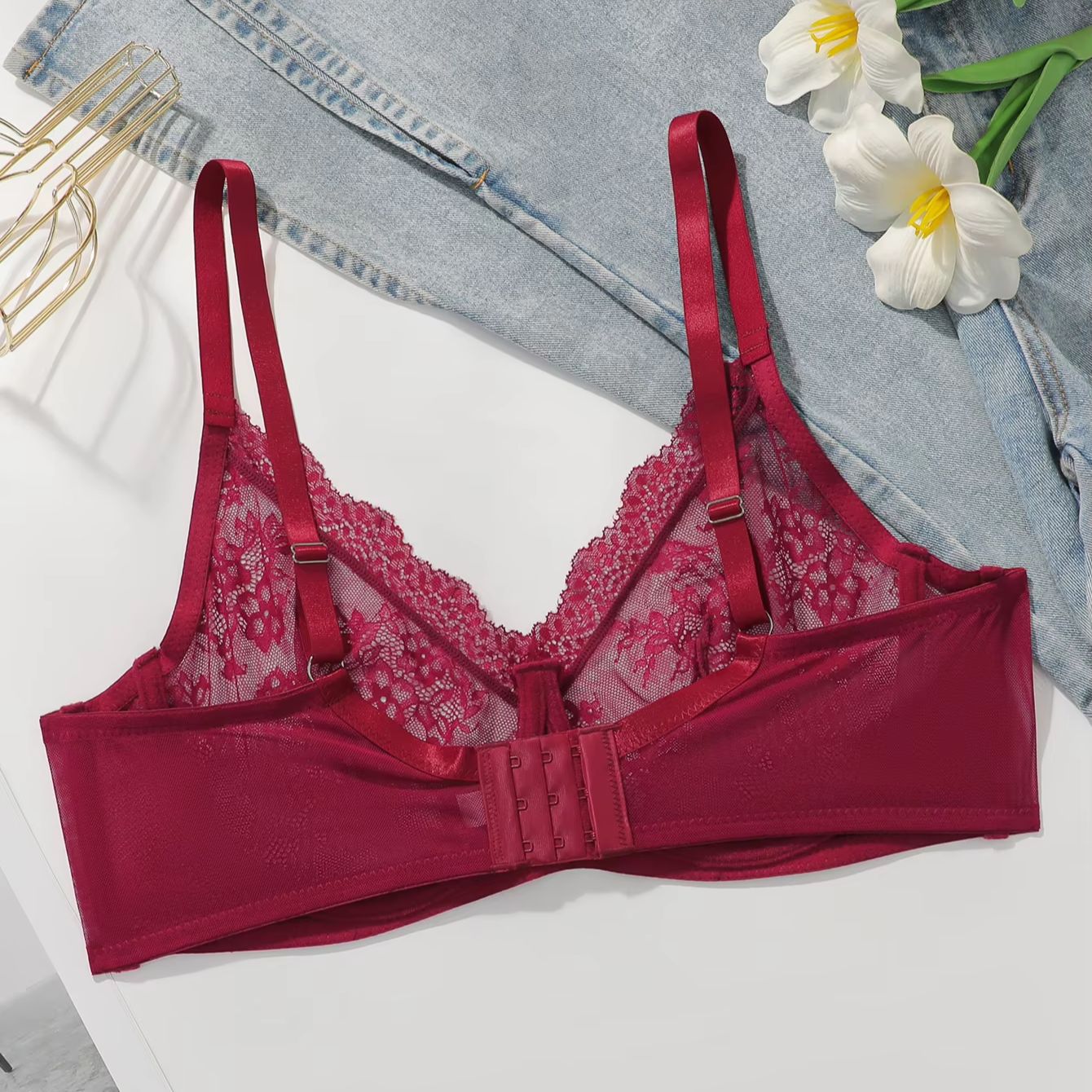 Women Plus Size Red Lace Sheer - огляд і ціна Full Coverage Bra
