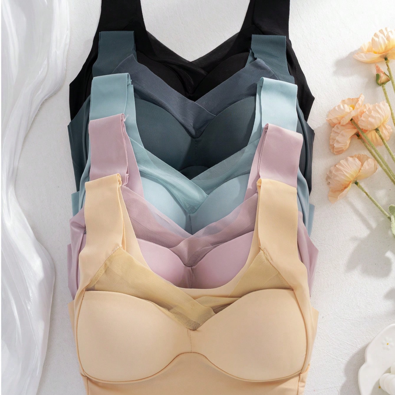 5pcs Women Seamless Ice Silk W - огляд і ціна Sleep Bra Bralette