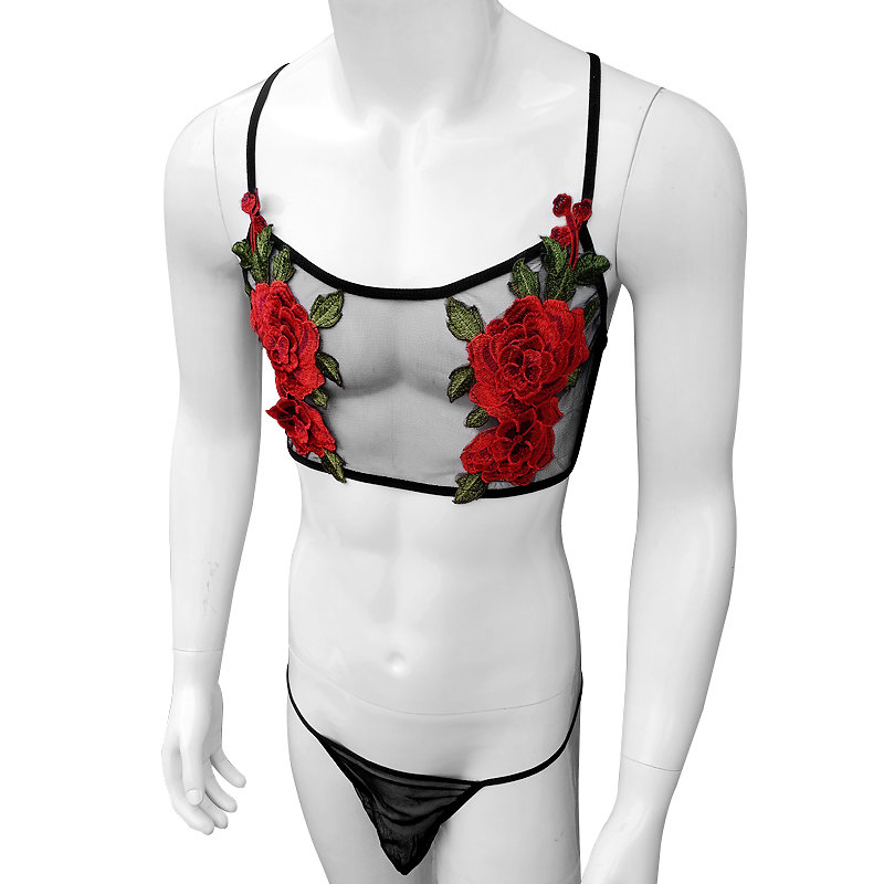 Sexy Embroidery Mens See Throu - огляд і ціна Sheer Mesh Bra